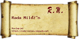 Rada Milán névjegykártya